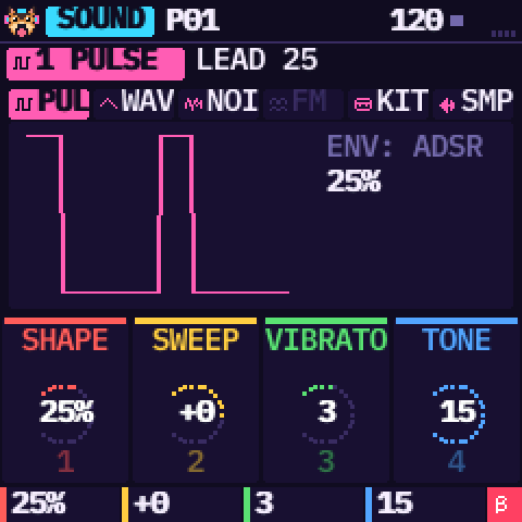 The SOUND page of track 1