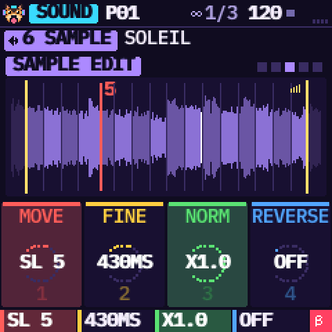 The SAMPLE EDIT page